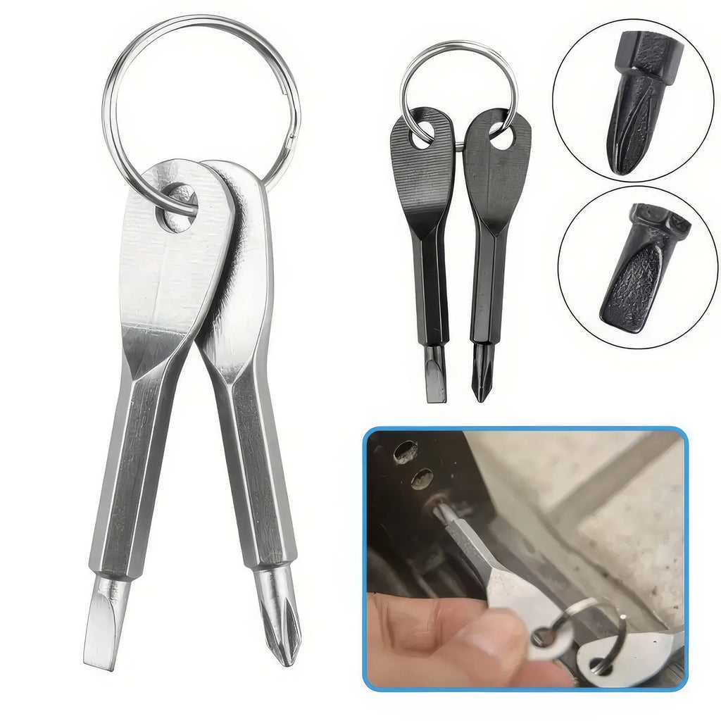 2/4-piece Keychain Screwdriver Black/silver, Portable Cross, Straight Screwdriver Keychain Set, Suitable for Daily Use