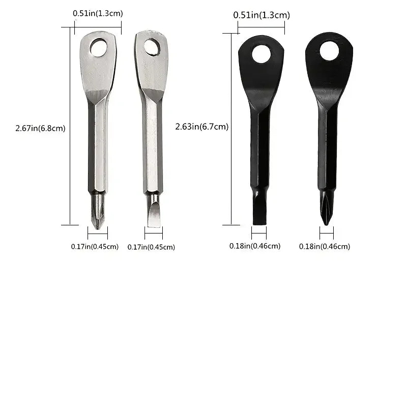 2/4-piece Keychain Screwdriver Black/silver, Portable Cross, Straight Screwdriver Keychain Set, Suitable for Daily Use