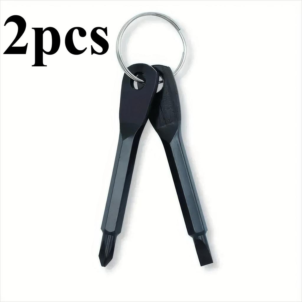 2/4-piece Keychain Screwdriver Black/silver, Portable Cross, Straight Screwdriver Keychain Set, Suitable for Daily Use