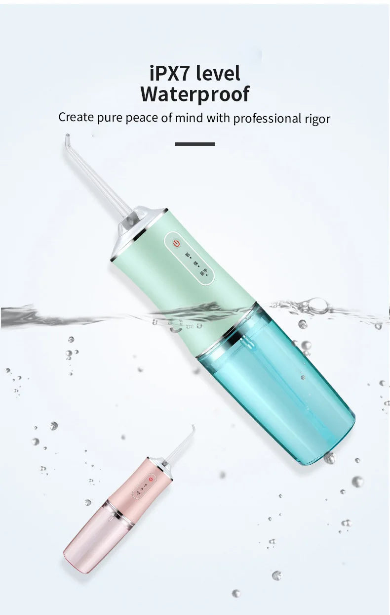 3 Modes Oral Irrigator Portable Dental Water Jet Water Tank Waterproof Teeth Cleaner Dental Water Jet +1/4 Jet USB Rechargeable