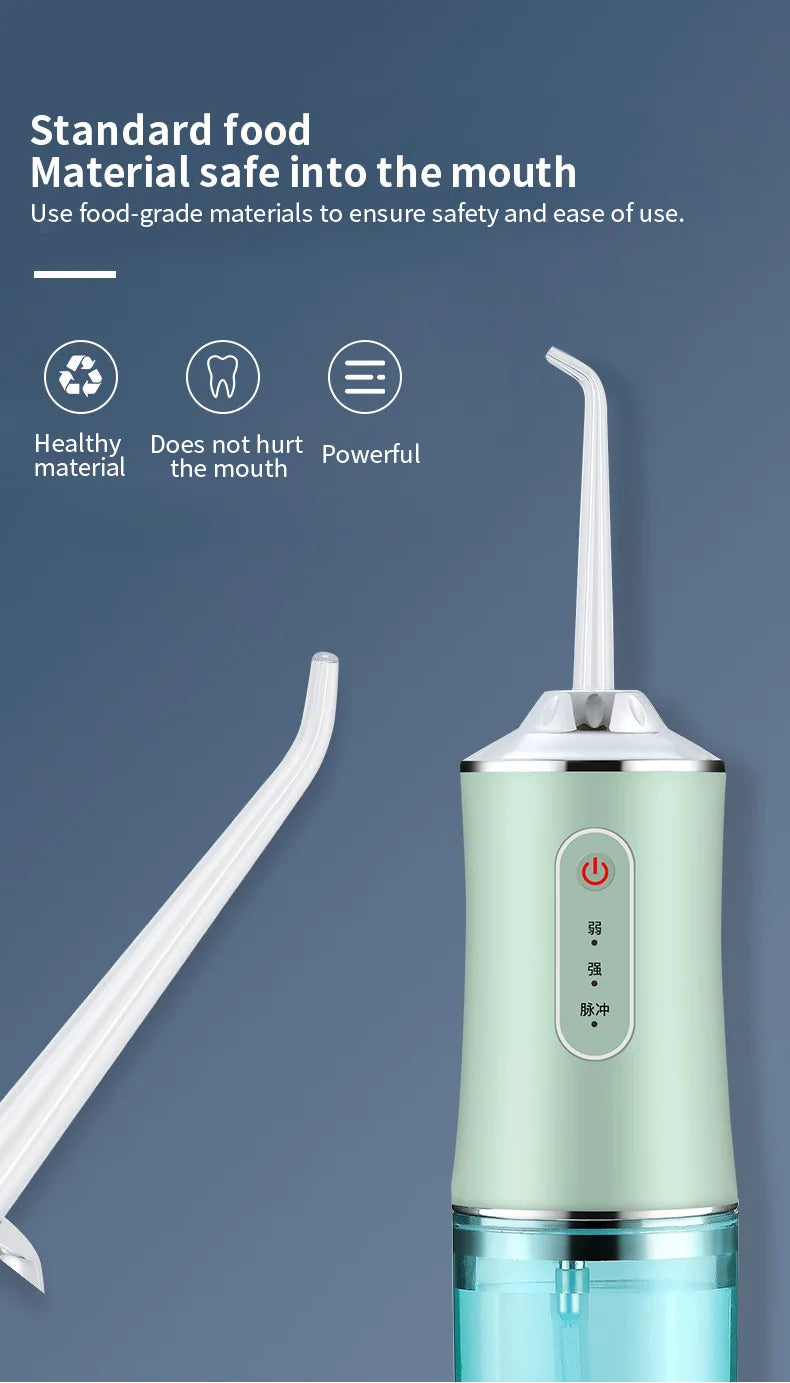 3 Modes Oral Irrigator Portable Dental Water Jet Water Tank Waterproof Teeth Cleaner Dental Water Jet +1/4 Jet USB Rechargeable