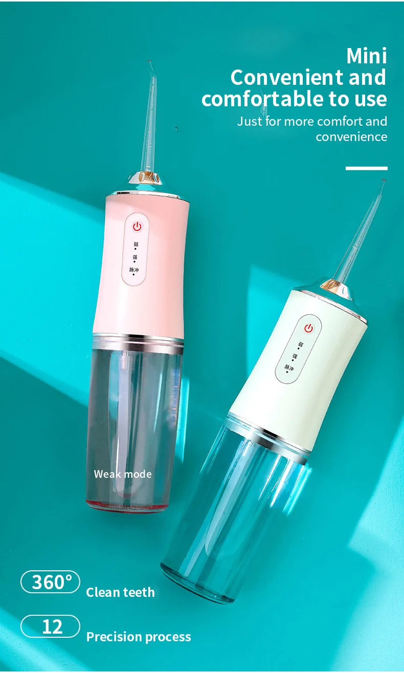 3 Modes Oral Irrigator Portable Dental Water Jet Water Tank Waterproof Teeth Cleaner Dental Water Jet +1/4 Jet USB Rechargeable