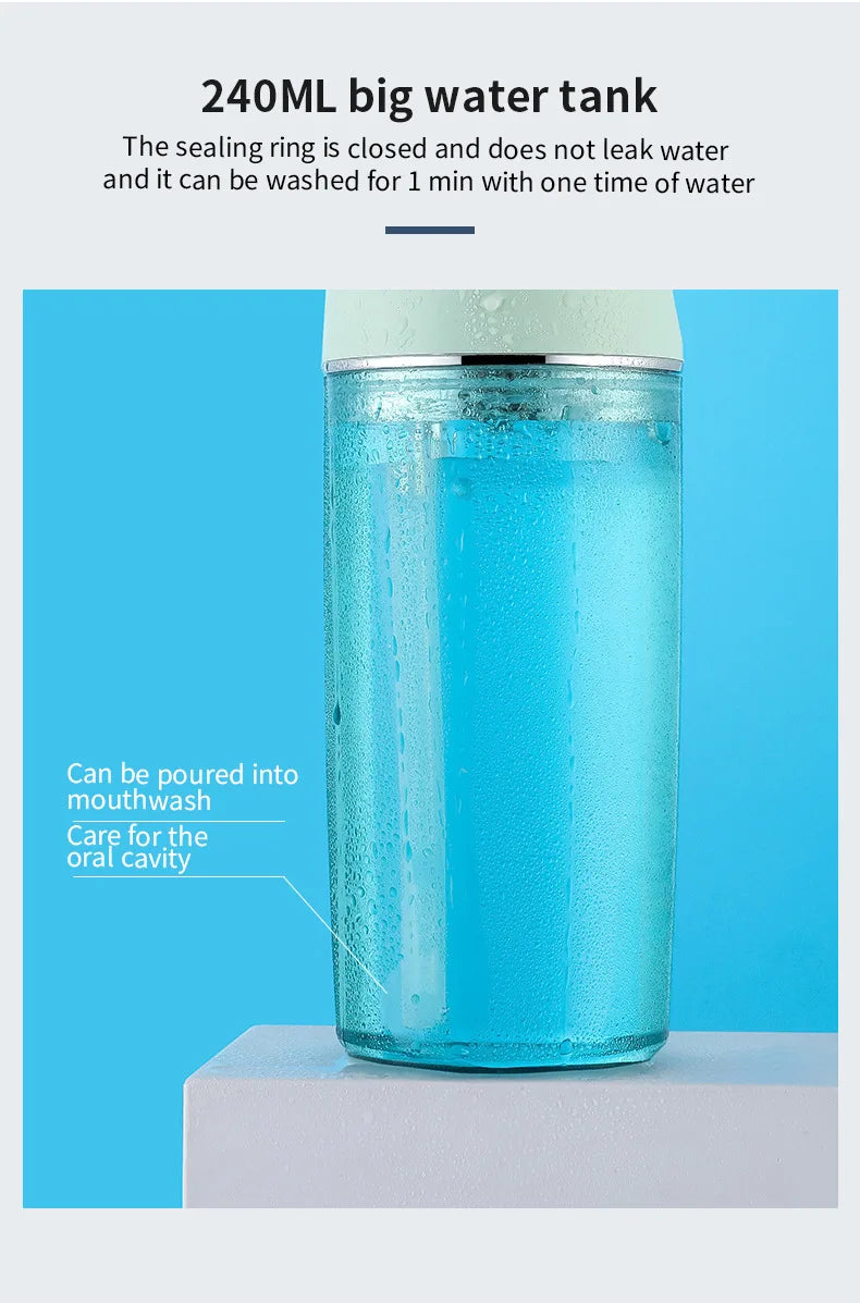 3 Modes Oral Irrigator Portable Dental Water Jet Water Tank Waterproof Teeth Cleaner Dental Water Jet +1/4 Jet USB Rechargeable