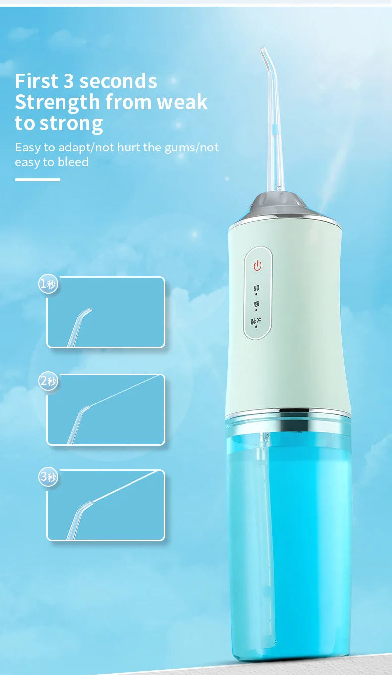 3 Modes Oral Irrigator Portable Dental Water Jet Water Tank Waterproof Teeth Cleaner Dental Water Jet +1/4 Jet USB Rechargeable