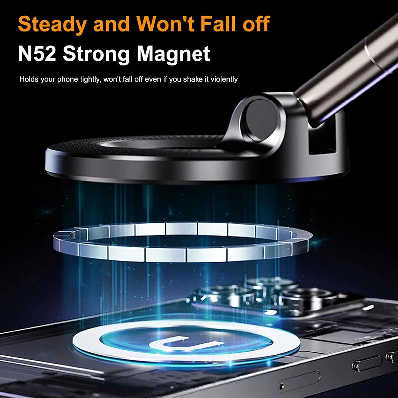 Strong Magnetic Phone Holder Foldable Design 360° Adjustable Vacuum Car Mount For Cell Phone For iphone Live Streaming