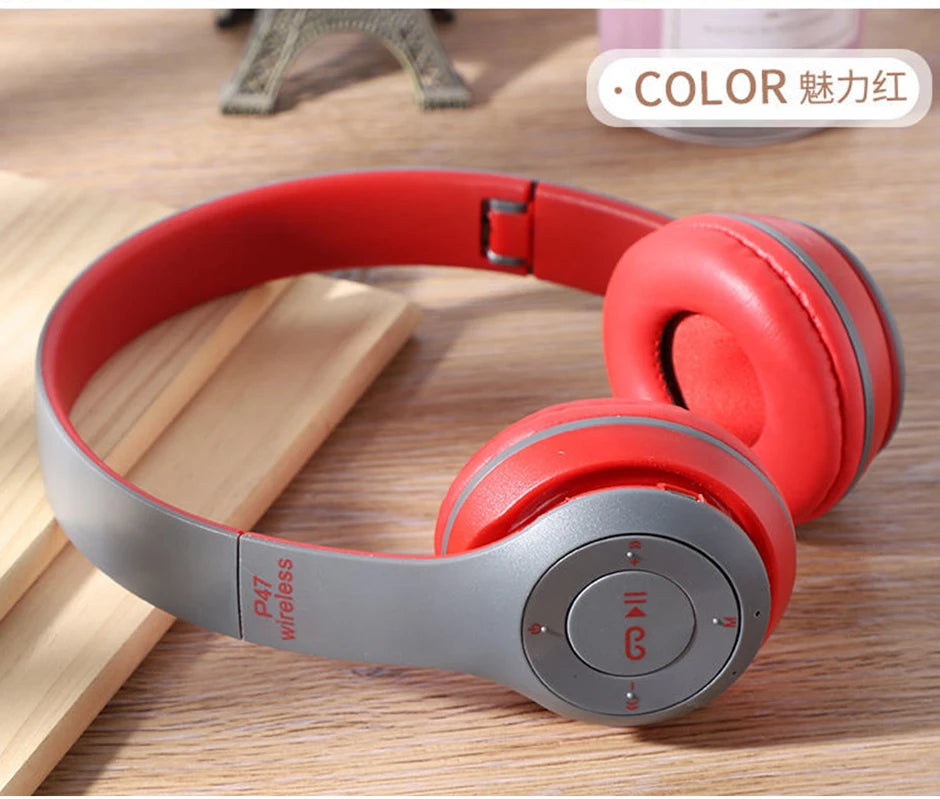 P47 Wireless Headphones Bluetooth 5.0 Earphones Foldable HIFI Stereo Bass for Music Gaming Kid Girl Earphone for iPhone XiaoMi