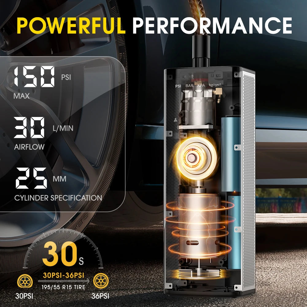 Wireless Tyre Air Pump Portable Car Air Compressor For Motorcycles Pickup Truck Digital Super Power Inflatable Smart Air Pump