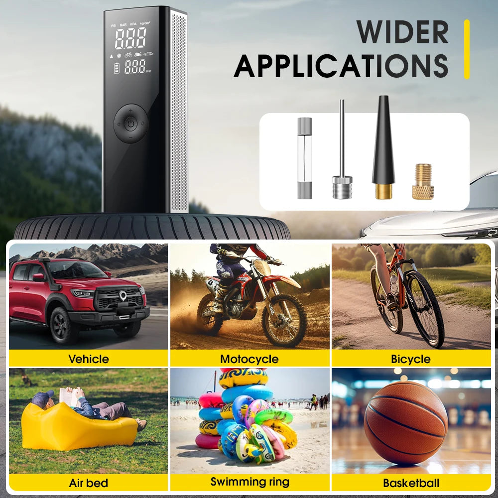 Wireless Tyre Air Pump Portable Car Air Compressor For Motorcycles Pickup Truck Digital Super Power Inflatable Smart Air Pump