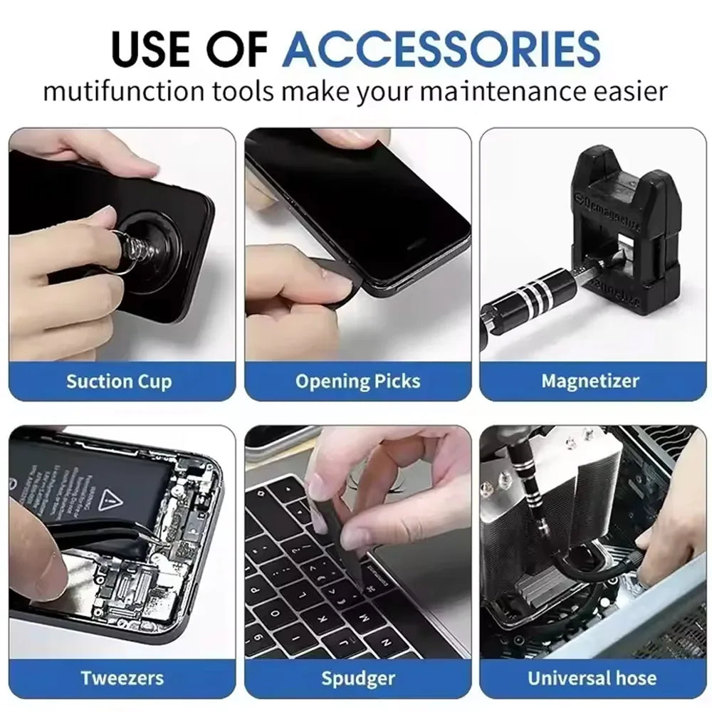 115 in1 Precision Screwdriver Kit, Includes Magnetic Tips, Ideal for Electronics and Laptop Repairs, Professional Nut Driver New