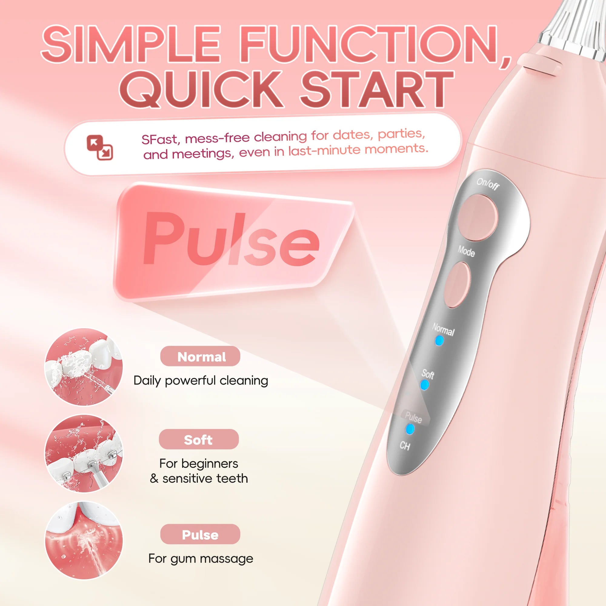 Mornwell Newest D52 Water Flosse Jet Rechargeable Oral Flosser Portable 300ML 4 Nozzles Waterproof Oral Irrigator Teeth Cleaner