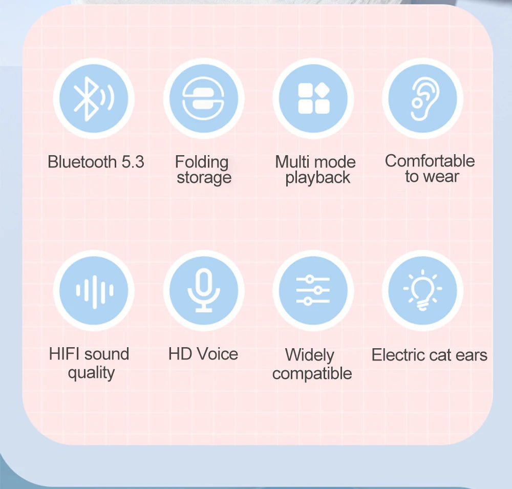 RGB Cat Ear Bluetooth Headphones For Girls Gradient Wireless Headphones With Microphone Stereo Music Game Earphones Kids Gifts