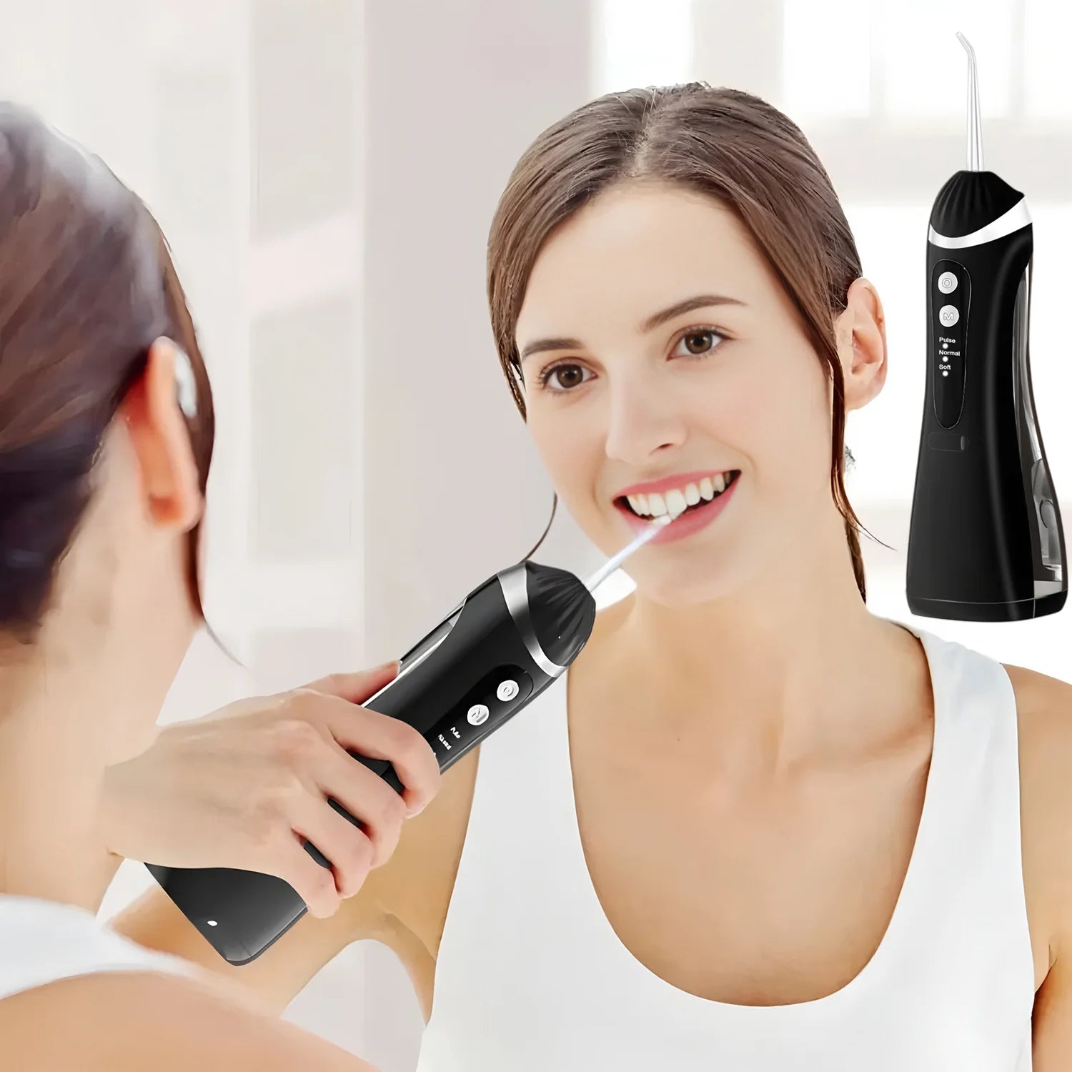 Dental Oral Irrigator Water Flosser Thread Teeth Pick Mouth Washing Machine 4 Nozzels 3 Modes USB Rechargeable 300ml Tank