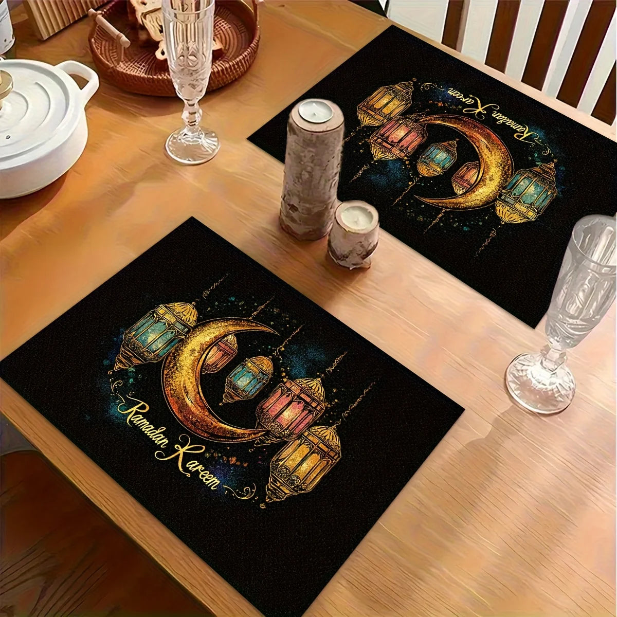 1pc Ramadan & Eid Placemats Suitable for Ramadan Mubarak - Islamic Table Mats with Arabic Calligraphy & Ramadan Kareem