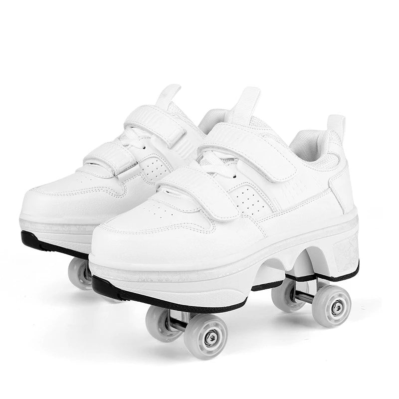 Deformation Parkour Shoes, Roller Skating Shoes, Kids Adults Unisex Roller Skates, Street Urban Fitness FSK Quad Skating Shoes