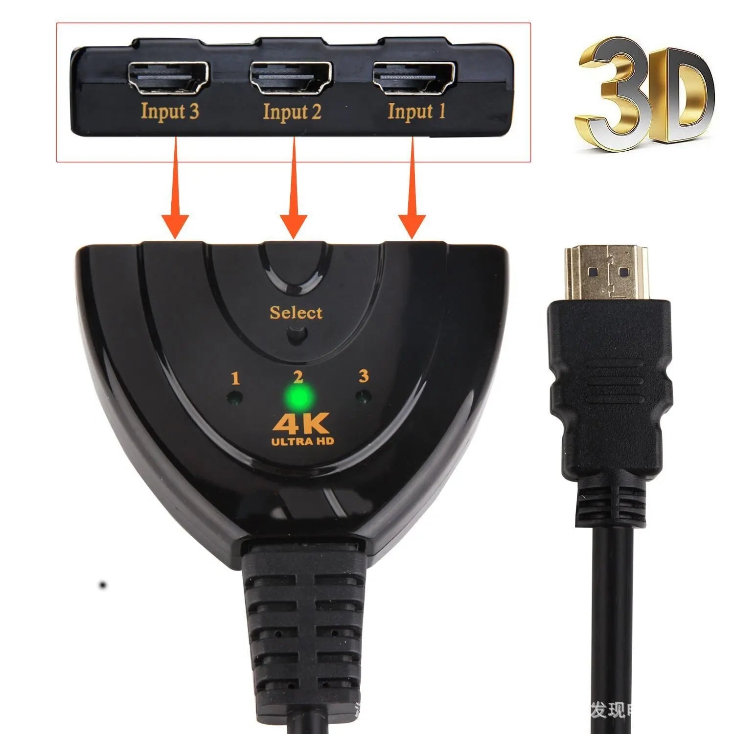 HDMI-compatible Switch 4K*2K 60hz 3D Mini 3 Port 1.4b 4K Switcher Splitter 1080P 3 in 1 out Port Hub for DVD HDTV Xbox PS3 PS4