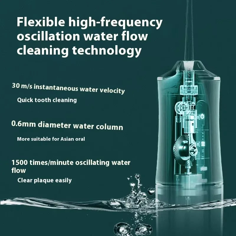 Oral Irrigator Portable Water Flosser USB Rechargeable Water Jet Floss Tooth Pick 4 Jet Tip 220ml 3 Modes