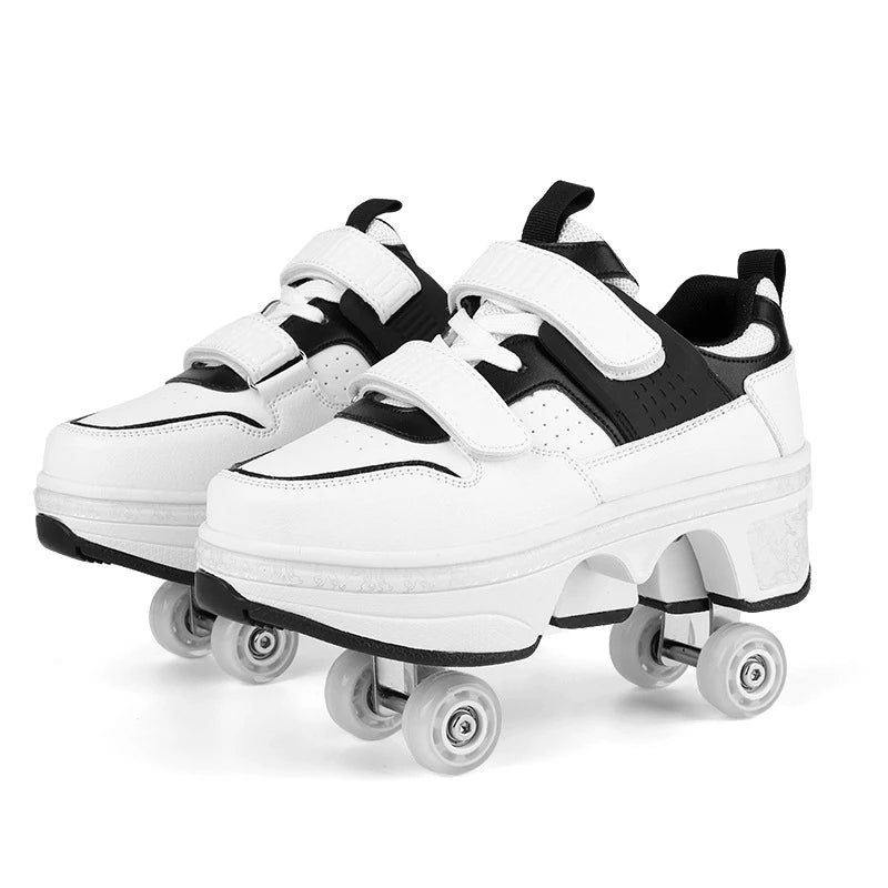 Deformation Parkour Shoes, Roller Skating Shoes, Kids Adults Unisex Roller Skates, Street Urban Fitness FSK Quad Skating Shoes