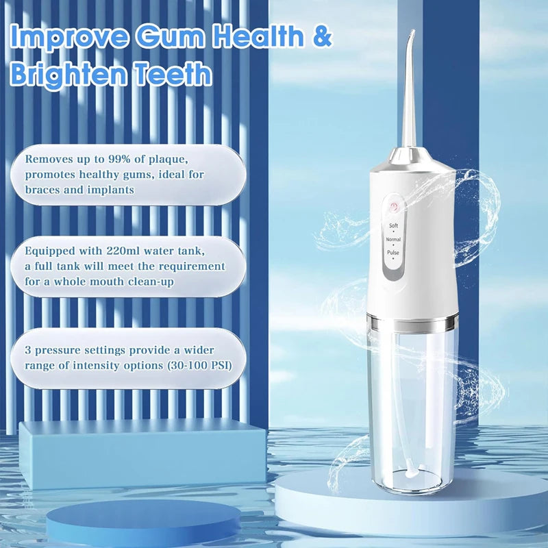 220ml Dental Irrigator Hygiene Portable Oral Cleaning Electric Sonic Teeth Scaler Tooth Calculus Stains Tartar Remover Tool