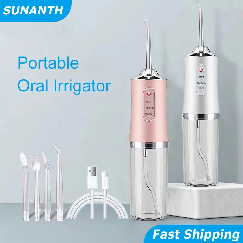 Portable Smart Electric Oral Irrigator Water Flosser 4 Jets 3 Modes Rechargeable Dental Water Jet Irrigator Dental Teeth Cleaner