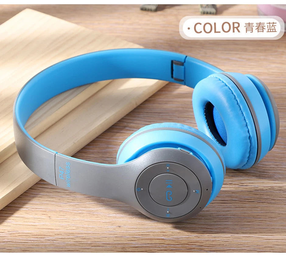 P47 Wireless Headphones Bluetooth 5.0 Earphones Foldable HIFI Stereo Bass for Music Gaming Kid Girl Earphone for iPhone XiaoMi