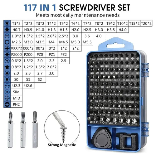 115/117 in 1 Precision Screwdriver Set Magnetic Torx Hex Screw Driver Bits Professional Repair Tool Kit for iPhone Xiaomi Mac PC