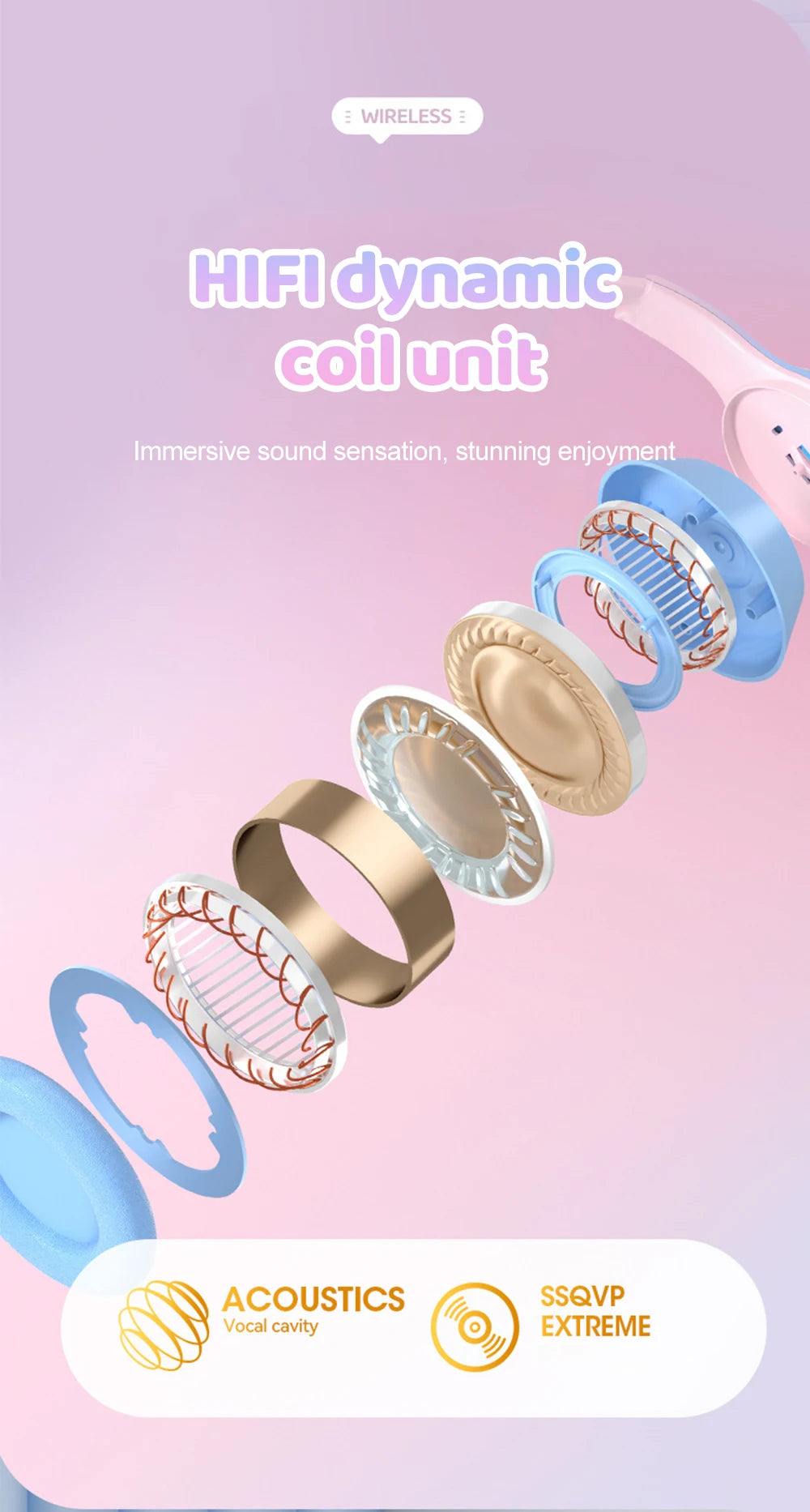 RGB Cat Ear Bluetooth Headphones For Girls Gradient Wireless Headphones With Microphone Stereo Music Game Earphones Kids Gifts