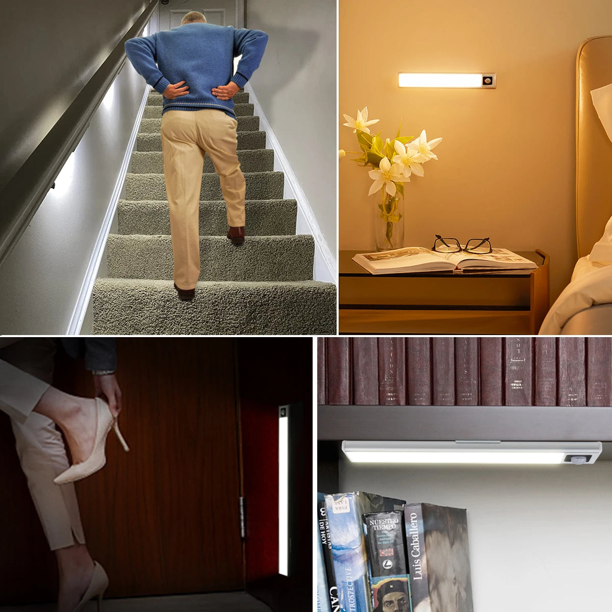 Ultra-thin USB Charging Motion Sensor LED Light Hand Scan Aluminum Bar Lamp Under Cabinet Kitchen Light Portable for Bed Closet