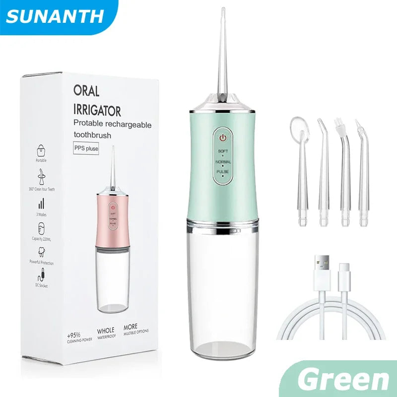 Portable Smart Electric Oral Irrigator Water Flosser 4 Jets 3 Modes Rechargeable Dental Water Jet Irrigator Dental Teeth Cleaner