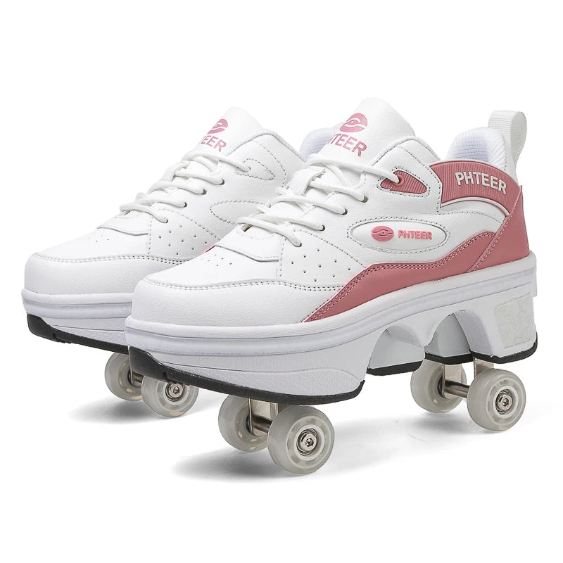 Deformation Parkour Shoes, Roller Skating Shoes, Kids Adults Unisex Roller Skates, Street Urban Fitness FSK Quad Skating Shoes