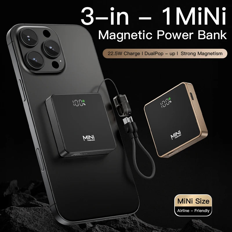 Original Portable MINI magnetic wireless Powerbank 10000mAh Power banks for Magsafe external Auxiliary battery for iPhone 17 16