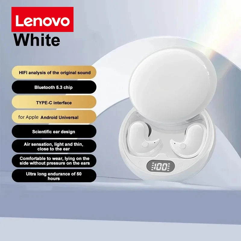Lenovo Bluetooth Sleep Headphones Wireless Headset Version 5.3 Touch Control In-ear design compatible with most devices