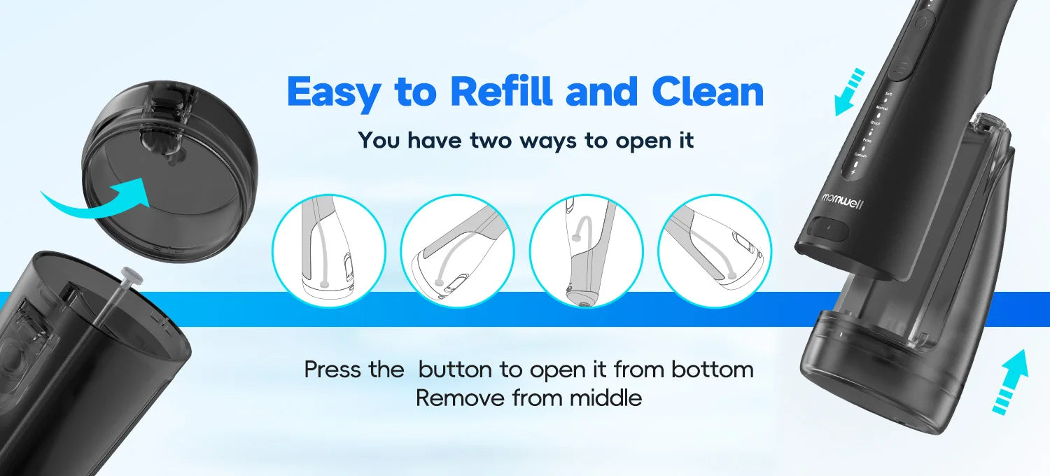 Portable Oral Irrigator with 5 Jet Tips , 5 Cleaning Modes of 3 water pressure , 300ml Water Tank IPX7 Waterproof Water Flosser