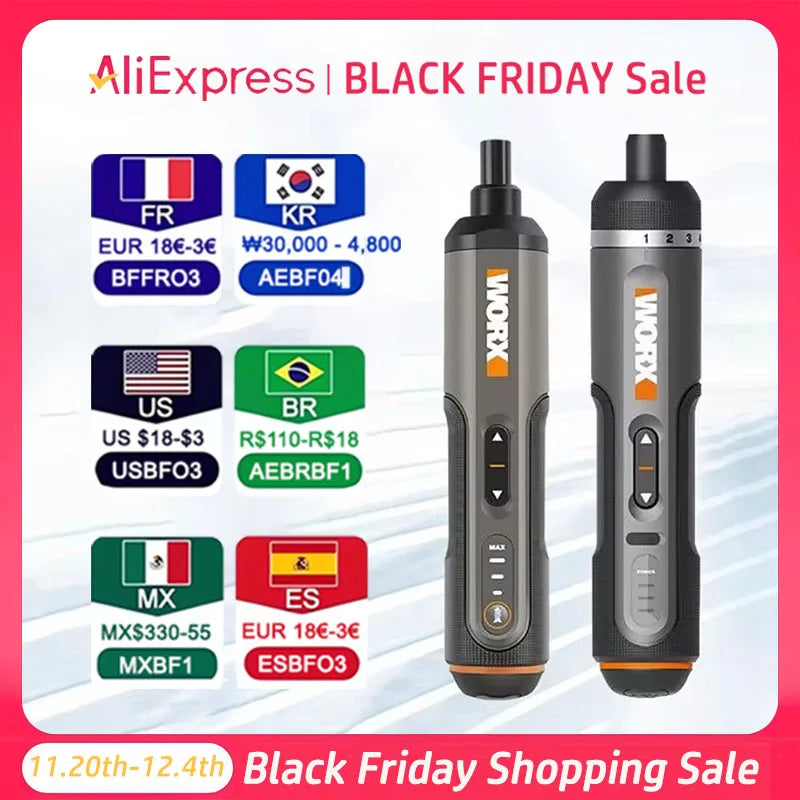 Worx 4V Mini Electrical Screwdriver Set WX242 WX241 WX240 Smart Cordless Electric Screwdrivers USB Rechargeable Hand Drill Tools