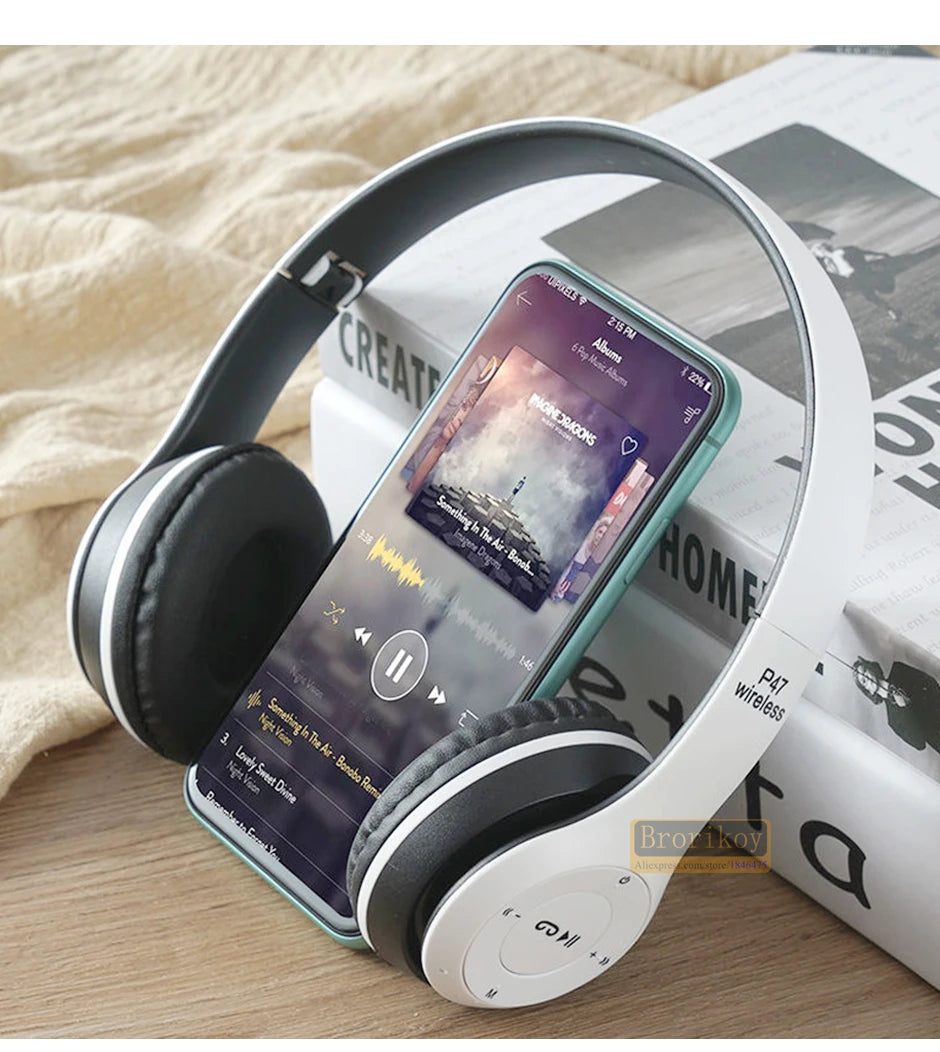 P47 Wireless Headphones Bluetooth 5.0 Earphones Foldable HIFI Stereo Bass for Music Gaming Kid Girl Earphone for iPhone XiaoMi