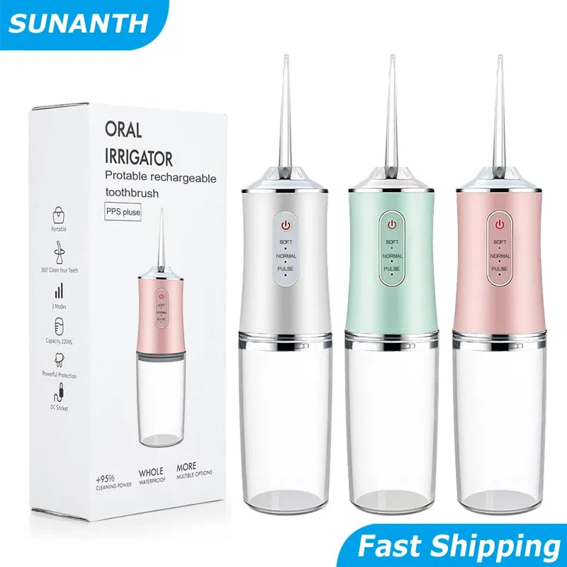 Portable Smart Electric Oral Irrigator 4 Jets 3 Modes USB Rechargeable Cordless Water Flosser Jet Irrigator Dental Teeth Cleaner