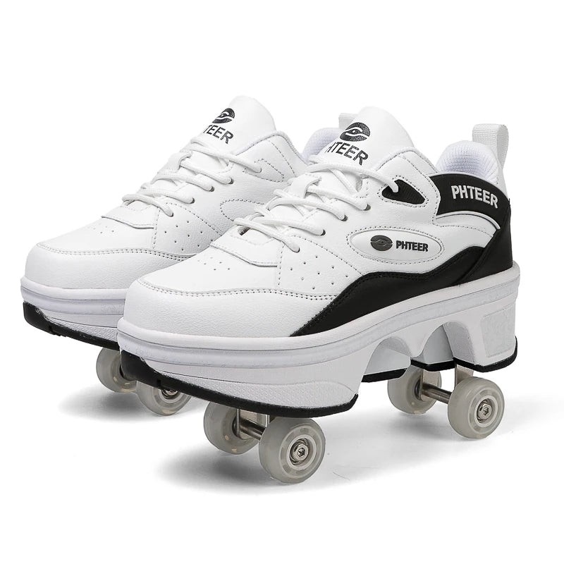 Deformation Parkour Shoes, Roller Skating Shoes, Kids Adults Unisex Roller Skates, Street Urban Fitness FSK Quad Skating Shoes