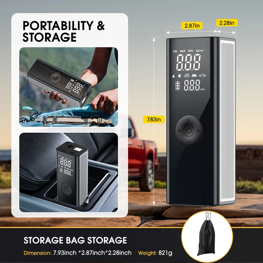 Wireless Tyre Air Pump Portable Car Air Compressor For Motorcycles Pickup Truck Digital Super Power Inflatable Smart Air Pump