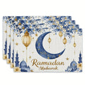 Ramadan Kareen Moon Lantern Linen Placemats Party Decor Reusable Eid Mubarak  Kitchen Dining Table Mat Ramadan Decorations