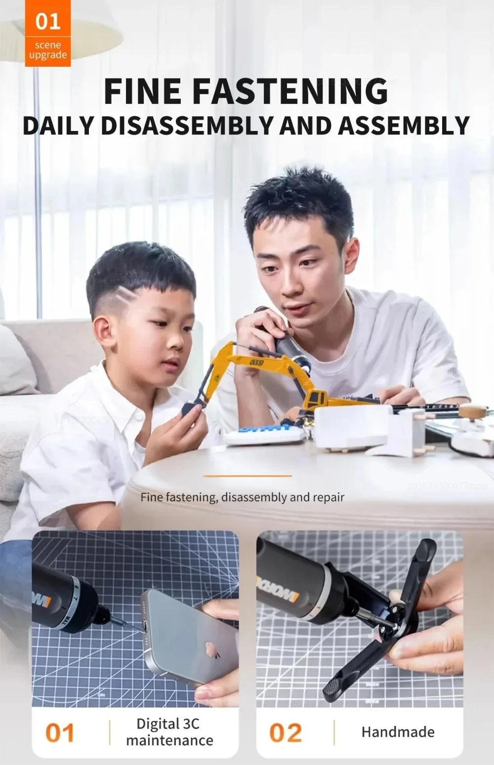 Worx 30 Bit Sets Power Tools WX242 Electrical Screwdriver Set Smart Cordless Drill Screwdrivers USB Rechargeable Set Home Repair