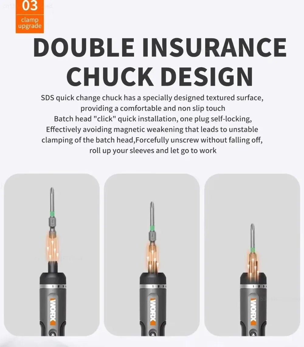 Worx 30 Bit Sets Power Tools WX242 Electrical Screwdriver Set Smart Cordless Drill Screwdrivers USB Rechargeable Set Home Repair