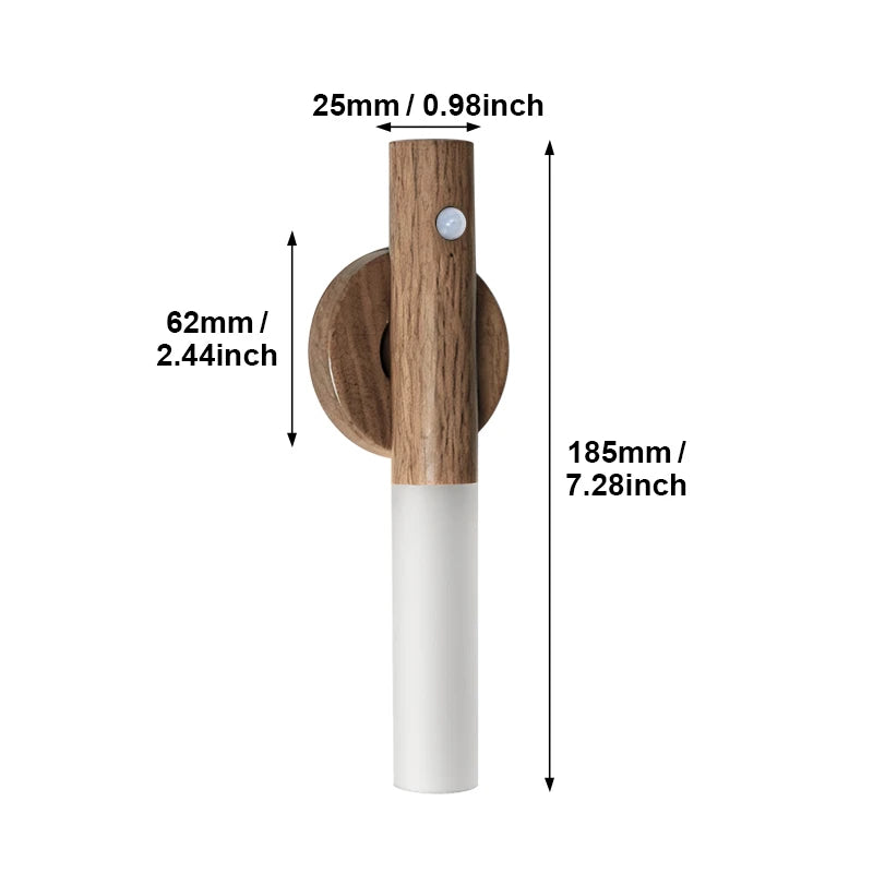 Smart Motion Sensor LED Wall Light LED Rechargeable Magnetic Wall Lamp Night Light Wood Wall Light Kitchen Cabinet Light Lamp