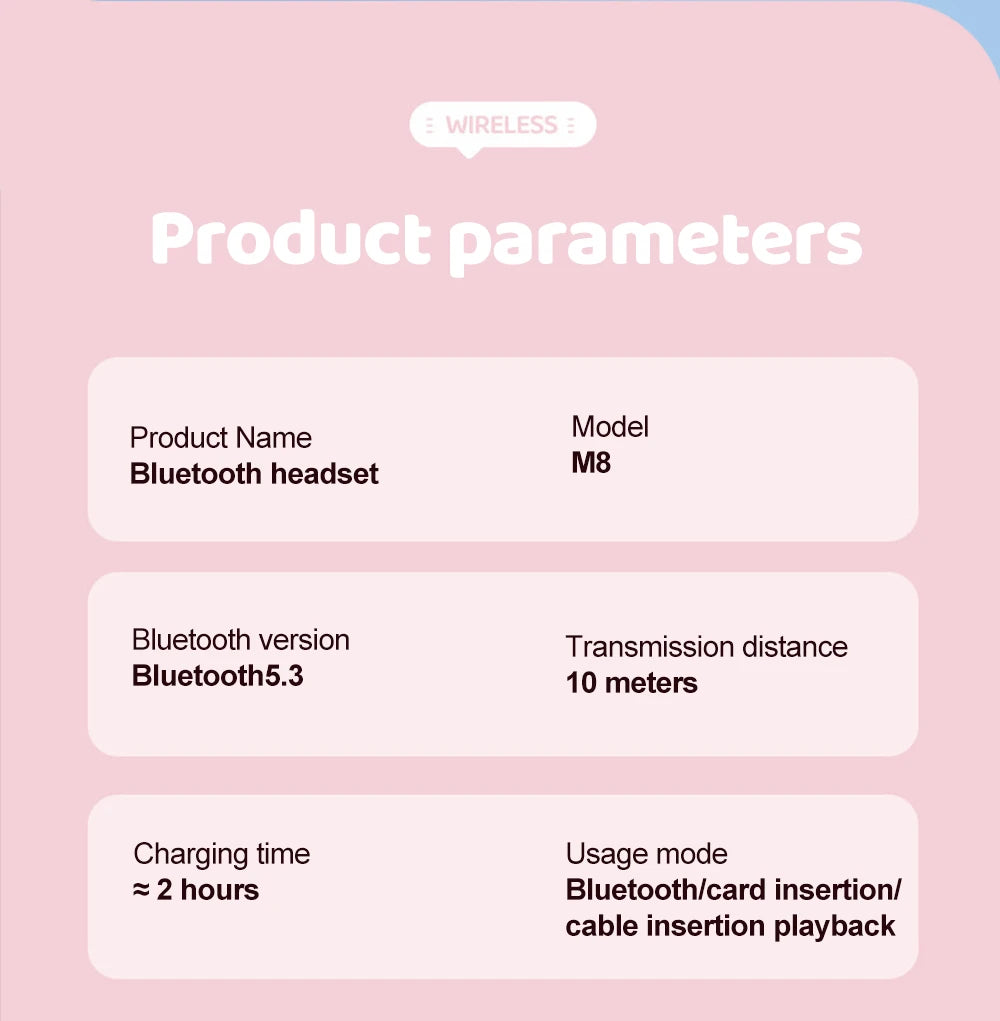 RGB Cat Ear Bluetooth Headphones For Girls Gradient Wireless Headphones With Microphone Stereo Music Game Earphones Kids Gifts