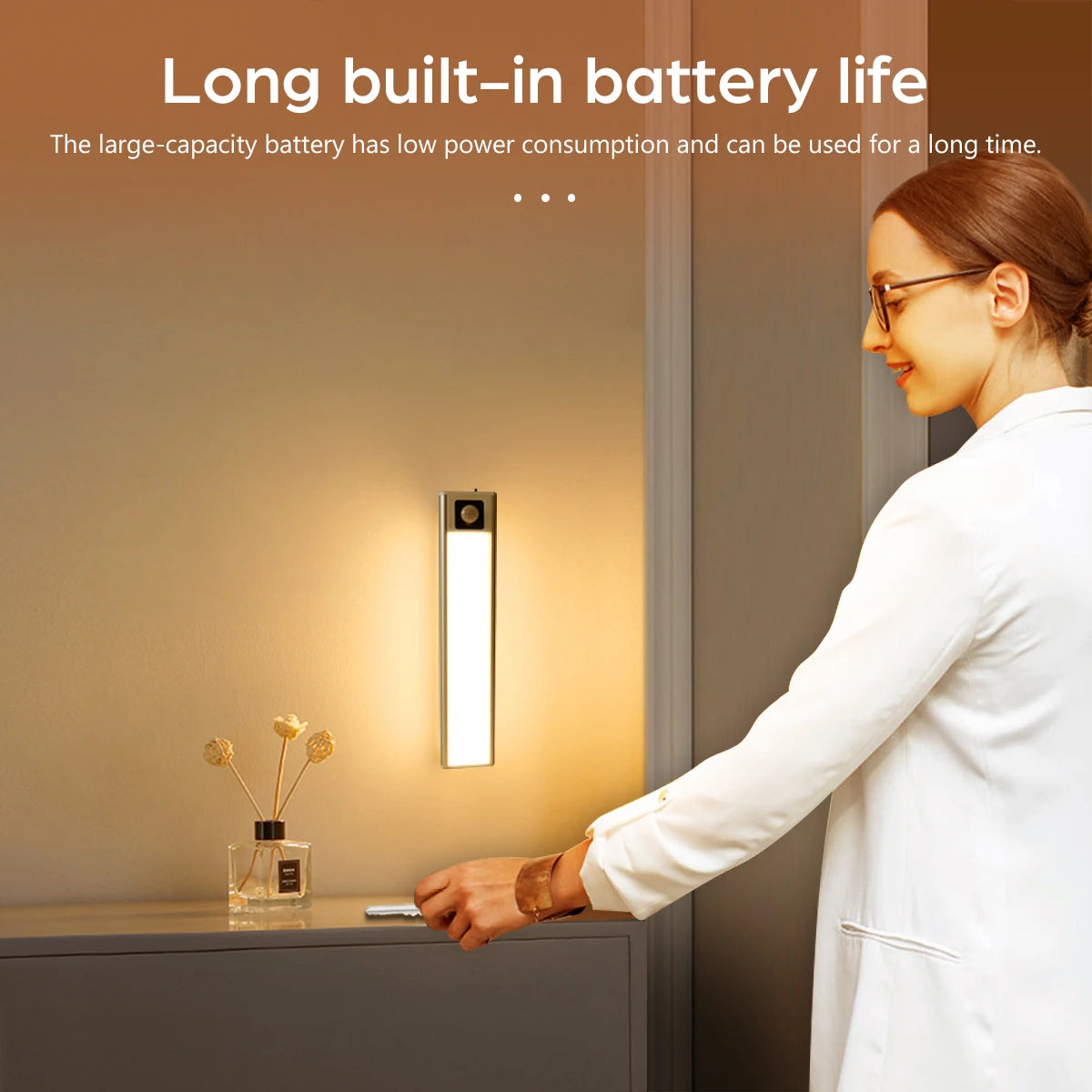 Ultra-thin USB Charging Motion Sensor LED Light Hand Scan Aluminum Bar Lamp Under Cabinet Kitchen Light Portable for Bed Closet