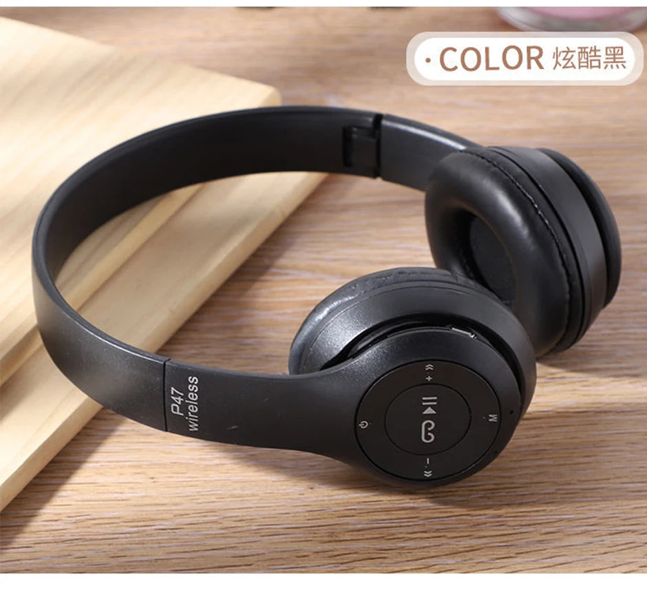 P47 Wireless Headphones Bluetooth 5.0 Earphones Foldable HIFI Stereo Bass for Music Gaming Kid Girl Earphone for iPhone XiaoMi