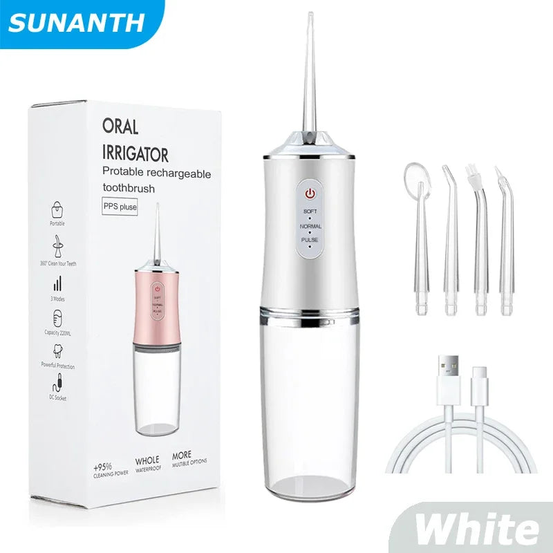 Portable Smart Electric Oral Irrigator 4 Jets 3 Modes USB Rechargeable Cordless Water Flosser Jet Irrigator Dental Teeth Cleaner