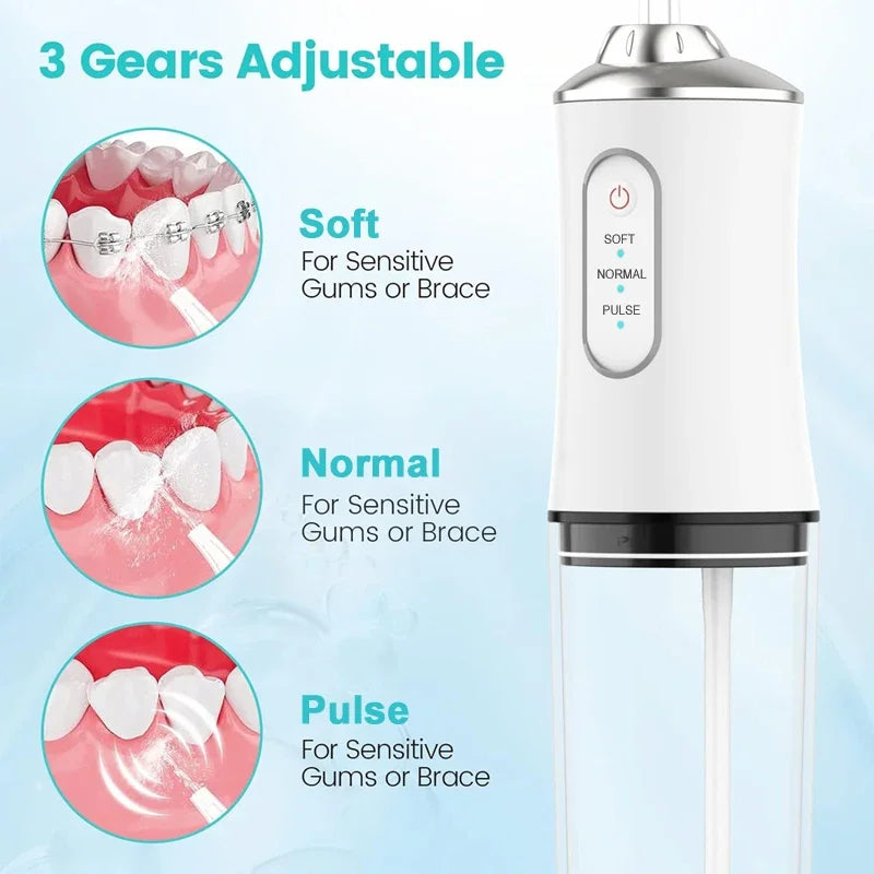 Portable Smart Electric Oral Irrigator Water Flosser 4 Jets 3 Modes Rechargeable Dental Water Jet Irrigator Dental Teeth Cleaner