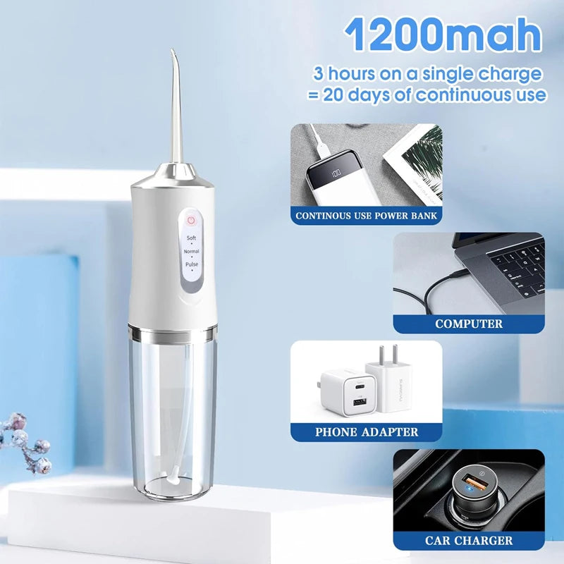 220ml Dental Irrigator Hygiene Portable Oral Cleaning Electric Sonic Teeth Scaler Tooth Calculus Stains Tartar Remover Tool