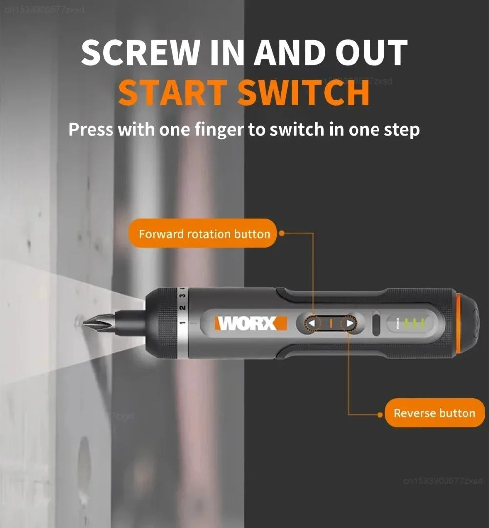 Worx 30 Bit Sets Power Tools WX242 Electrical Screwdriver Set Smart Cordless Drill Screwdrivers USB Rechargeable Set Home Repair
