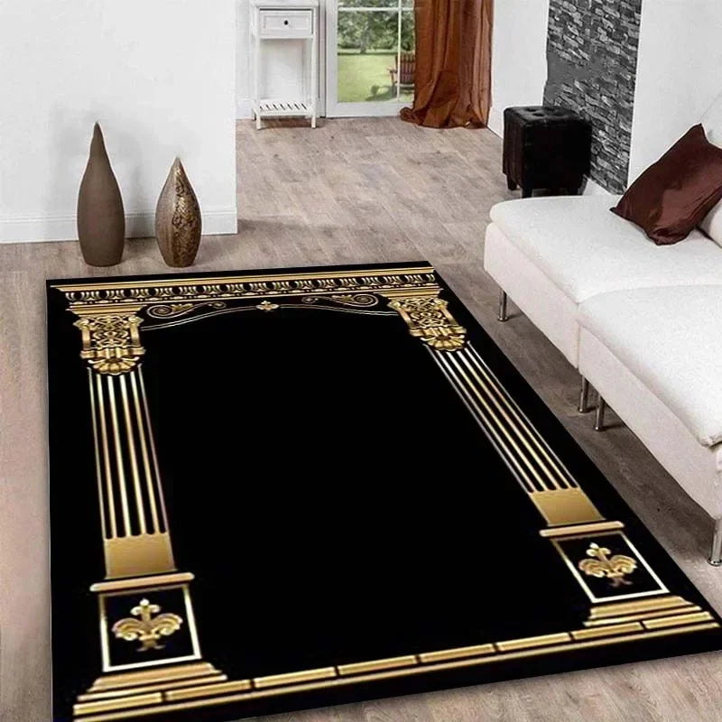 Ramadan Kareem Muslim Prayer Floor Mat Soft Poly Kneeling Rug for Islam Festival Worship Non-Slip Carpet for Home or Mosque Area