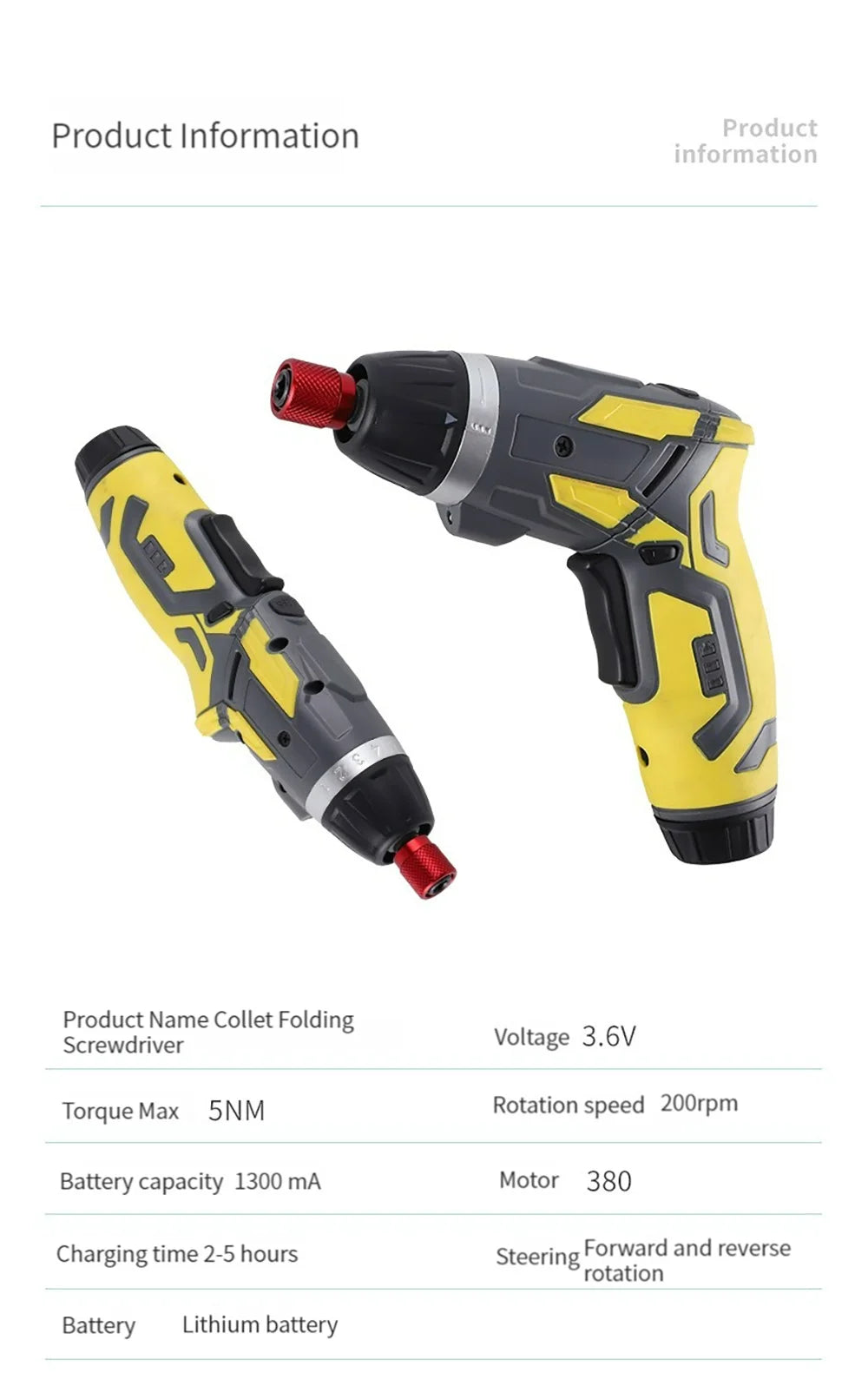 Small And Powerful Battery Screwdriver Rechargeable 4.2V 6Nm 1300mAh 250rpm Screwdrivers Electric Screw Driver Screwdriver Set